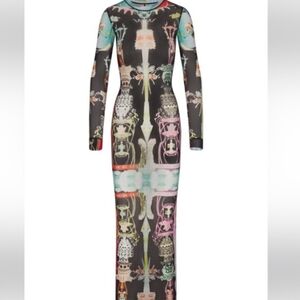 sheer mesh colorful maxi dress